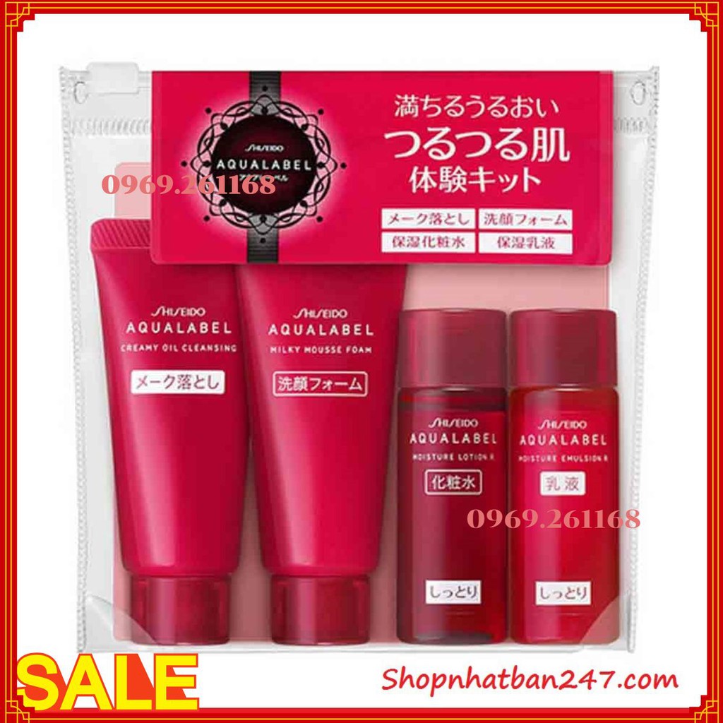 Set dưỡng mini Shiseido Aqualabel 4 món dành cho da khô, da nhạy cảm - 100% Authentic