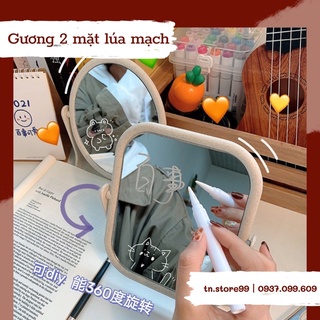 GƯƠNG ĐỂ BÀN XOAY 360 2 MẶT LÚA MẠCH
