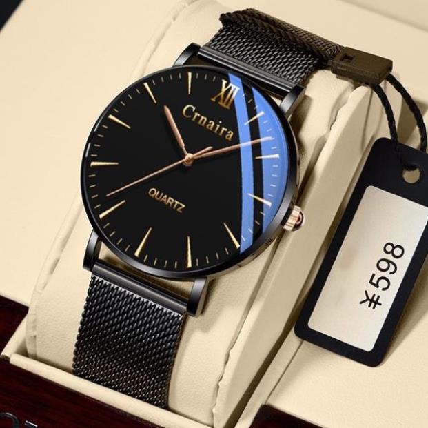 [HÀNG CHUẨN AUTH] Đồng Hồ Nam Crnaira Japan C3079 Siêu Mỏng Dây Thép Lụa Cao Cấp