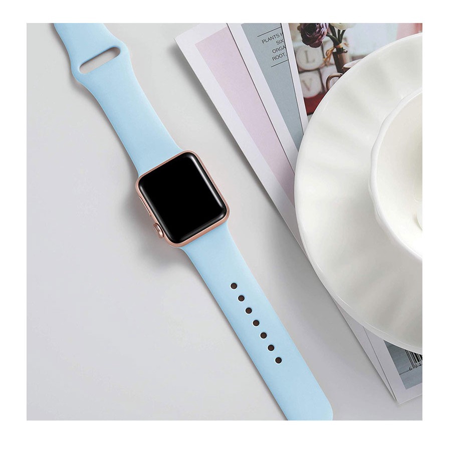 Dây Silicone Khóa Kim Loại Cho Đồng Hồ Apple 42mm 38mm 44mm 40mm Iwatch Series 5 / 4 / 3 / 2 / 1