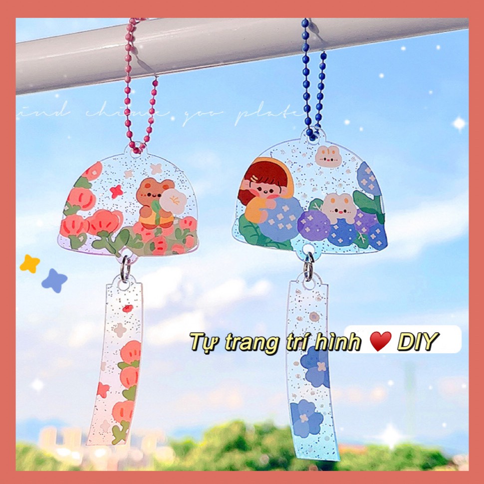 Móc Khóa DIY Dây Bi Chuông Gió Acrylic Furin Tự Trang Trí