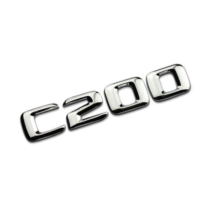 Decal tem chữ inox dán đuôi xe ô tô Mercedes C200 và C300