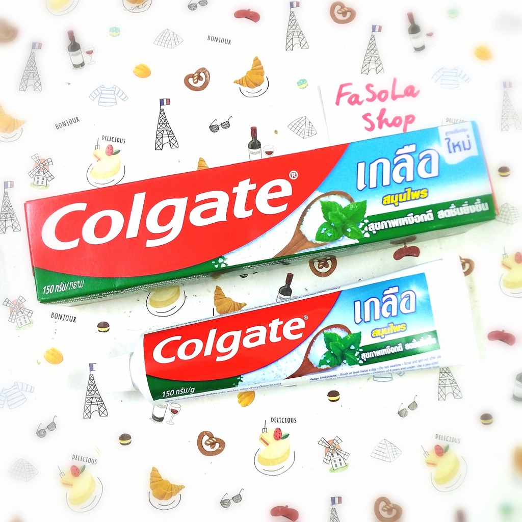 Kem đánh răng Colgate Thái Lan tuýp 135g/150g muối than hoạt tính bạc hà trắng răng toothpaste salt charcoal thailand