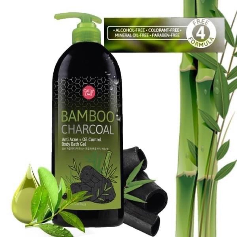 CATHY DOLL Bamboo Charcoal Anti Acne + Oil Control Body Bath Gel 500ML  SỮA TẮM THAN TRE