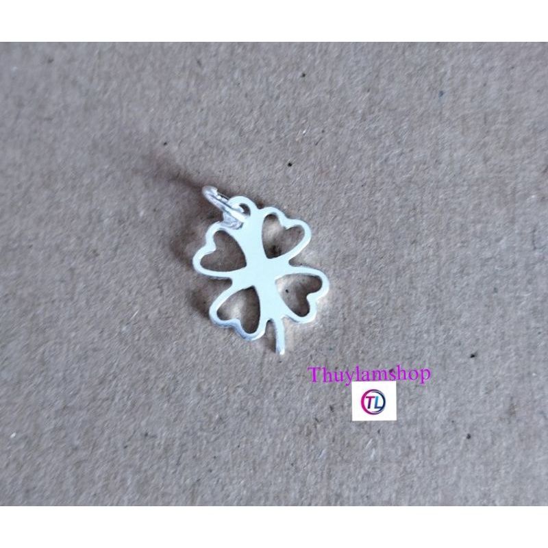 Charm bạc cỏ 4 lá may mắn bạc ta vĩnh viễn bảo hành bạc bao đổi mới
