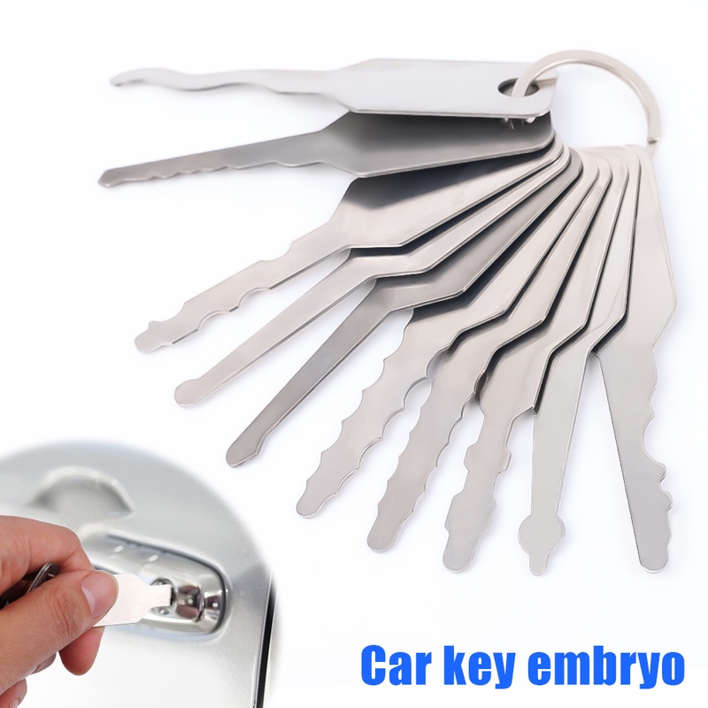 Set 10 Chìa Khóa Xe Hơi Embryo / Bạc Bằng Thép Không Gỉ Chất Lượng Cao