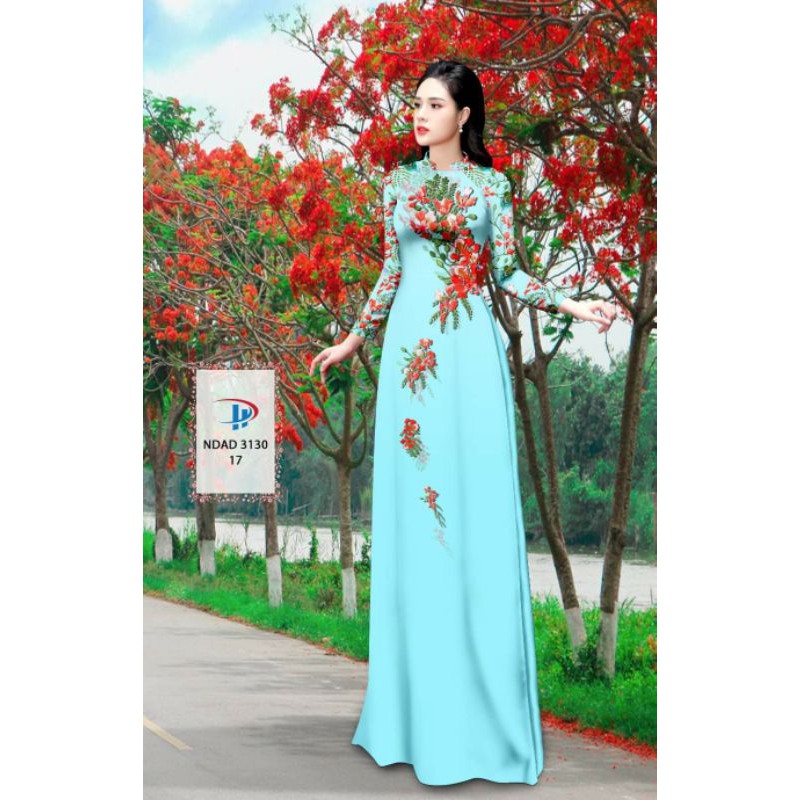 🌼Vải áo dài lụa 3D hoa phượng chân đồng phục (đặt trước 4 ngày)🌸