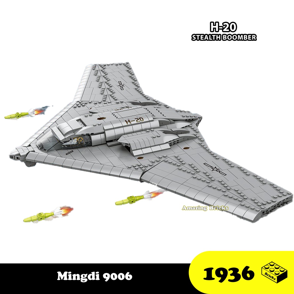 Đồ chơi Lắp ráp máy bay tàng hình H-20, Mingdi 9006 Stealth Boomber, Xếp hình thông minh