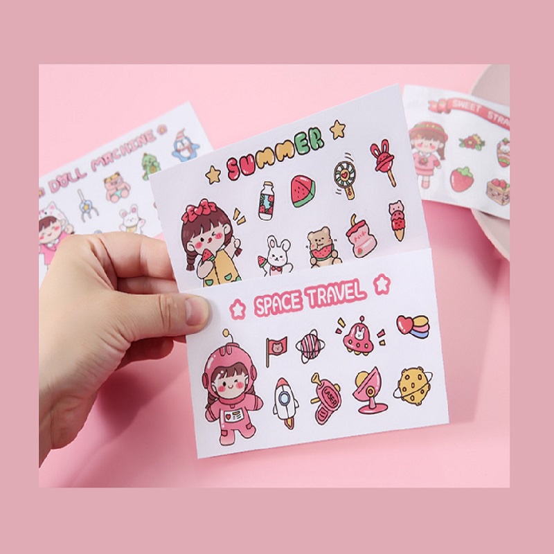 Miếng dán hình trang trí chống thấm nước họa tiết hoạt hình 5 kiểu tùy chọn dễ thương