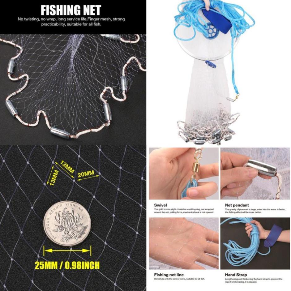 Chài Đánh Cá Thái Lan Chài Đánh Cá Sợi Dù Sợi Cước Đĩa Nhôm Cao Cấp LDC3 đồ câu FISHING_HD