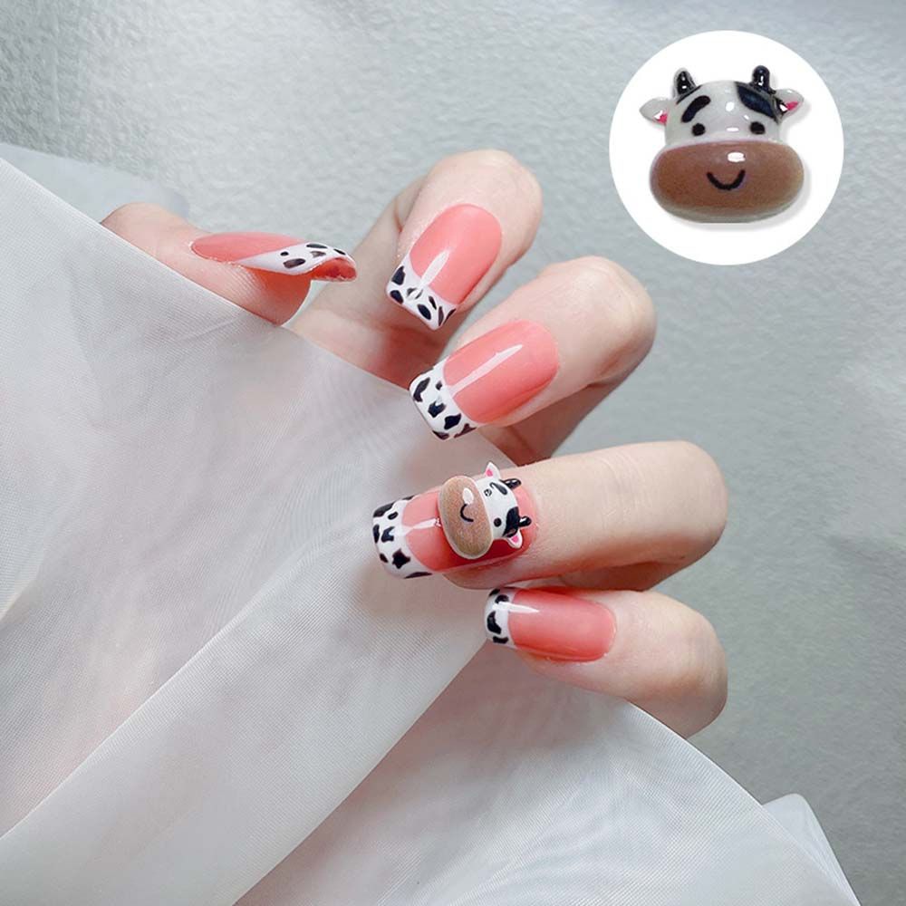 [Hàng mới về] Phụ kiện trang trí móng tay thủ công hình chú chó/mèo/bò sữa bằng nhựa resin