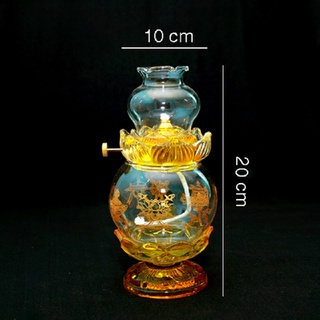 Đèn Dầu thờ cúng hình Hồ Lô hai màu vàng trắng