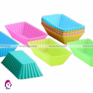 Set 6 khuôn làm bánh muffin cupcake chất liệu bằng silicon mềm hình chữ nhật
