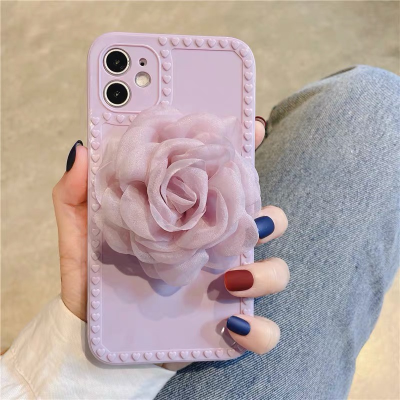 Ốp Điện Thoại Họa Tiết Bông Hoa Màu Hồng/Tím Cho Iphone7plus 13 pro max Xr X / Xs 11 Promax 1212pro