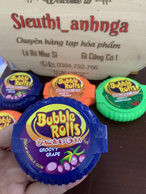 Kẹo Gum cuộn Hubba Bubble Rolls Thái Lan 56g