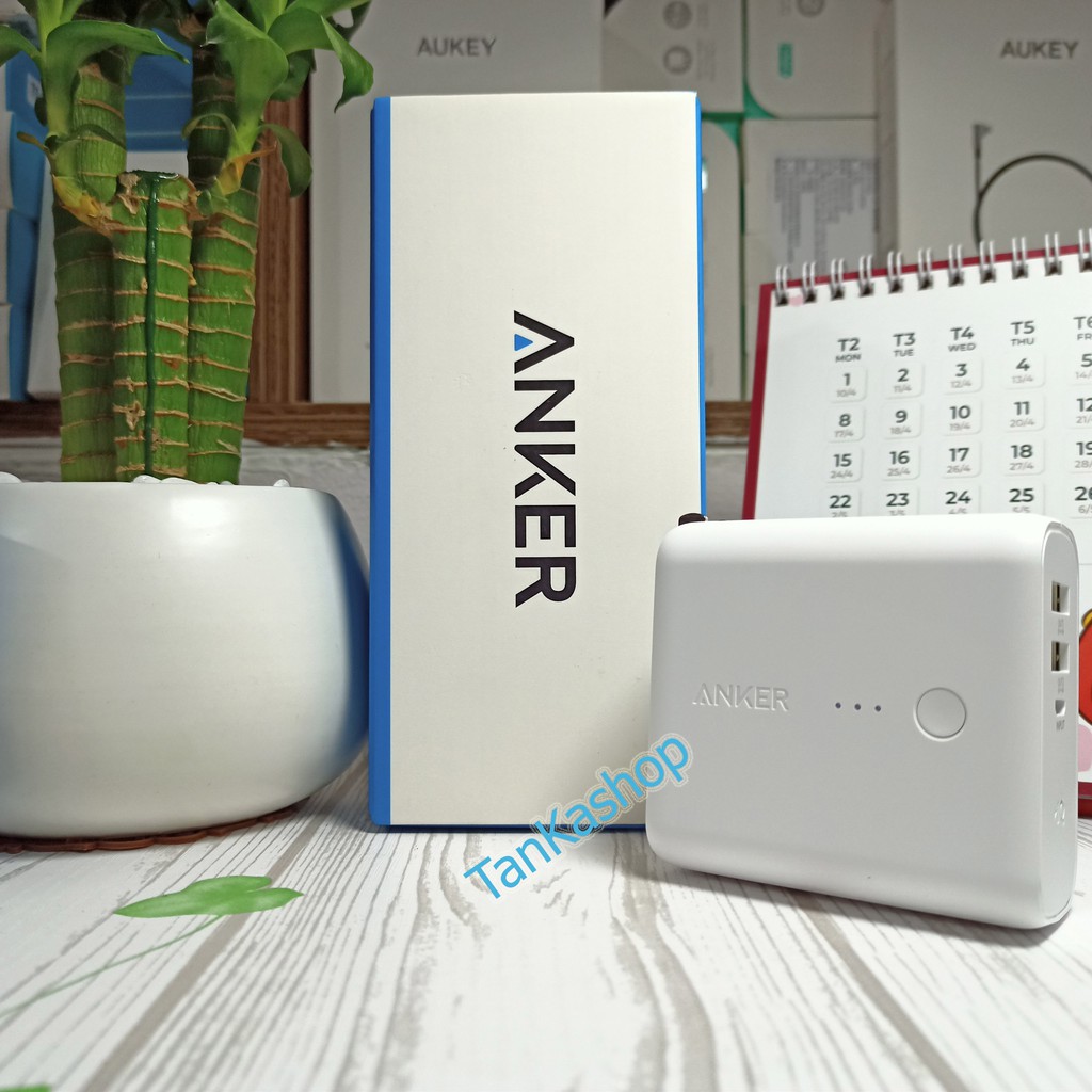 Combo Anker Củ Sạc Kiêm Pin Dự Phòng 5.000mAh A1621 + Cáp Lightning A8432 Chip Bạc C89 Chống Cháy