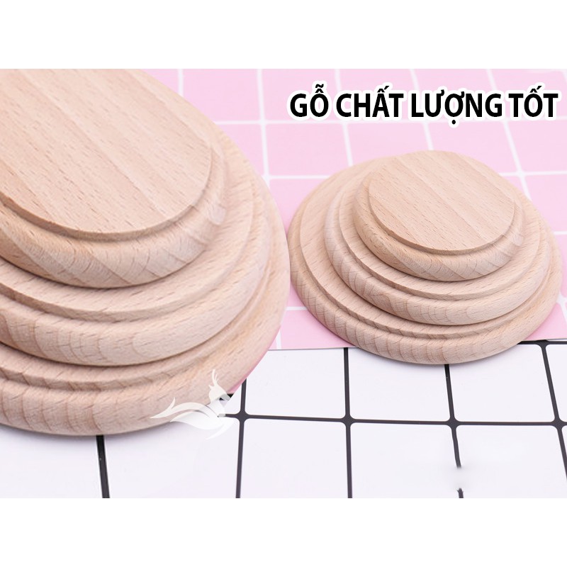 Đế gỗ trang trí - Đế búp bê đất sét - Bằng gỗ DIY đường kính 10 cm