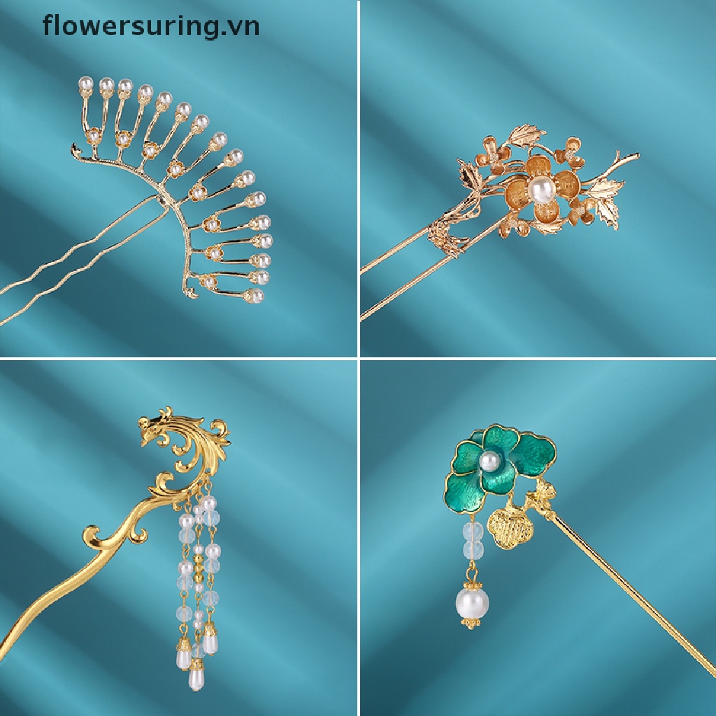 Trâm Cài Tóc Kim Loại Tráng Men Phong Cách Hanfu Trung Hoa Cổ Điển Cho Nữ