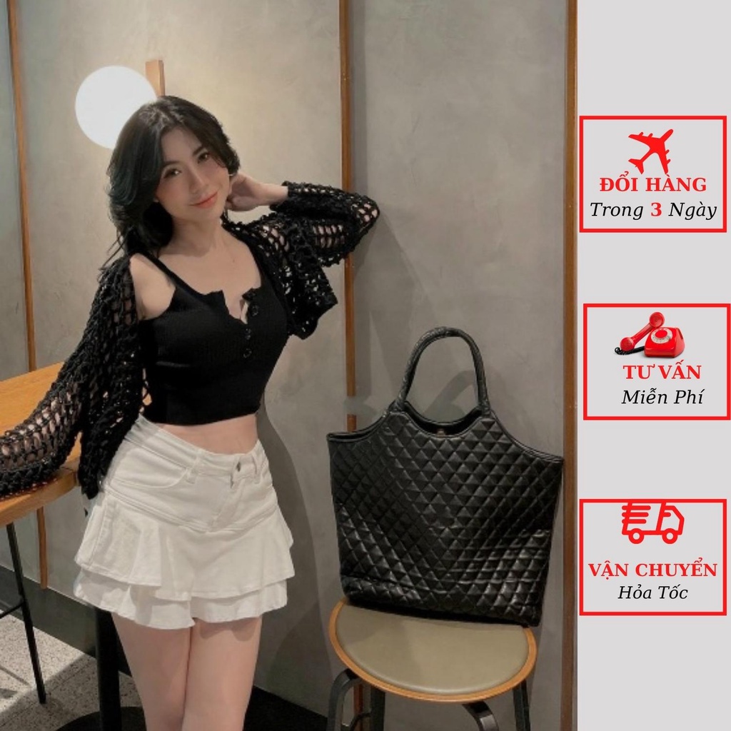 Set áo cardigan len lưới nữ kèm áo 2 dây croptop phong cách sexy đi du lịch mùa thu đông ulzzang Hàn Quốc