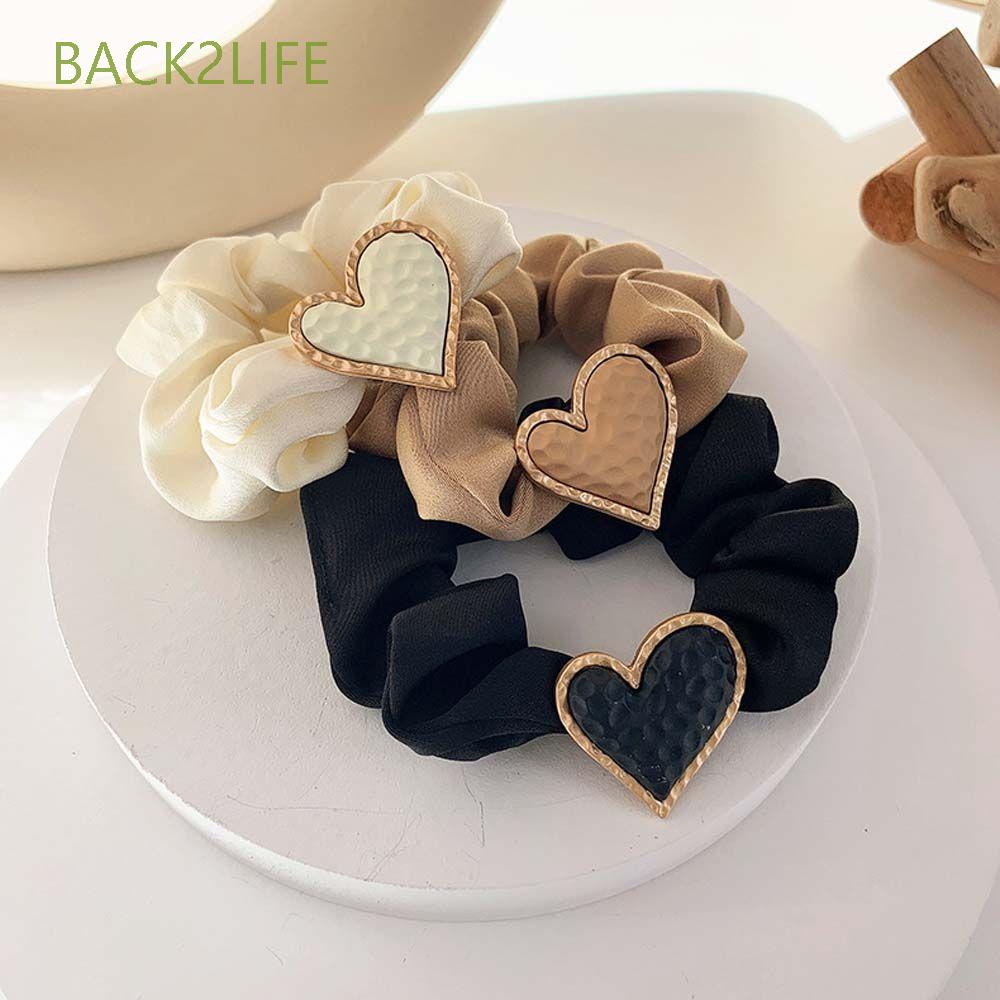 BACK2LIFE Women Girls Hair Rope Temperament Large Intestine Hair Ring Elastic Hair Bands Love Heart Hair Ties Fashion Headwear Peach Heart Autumn Winter Retro Korean Style/Multicolor