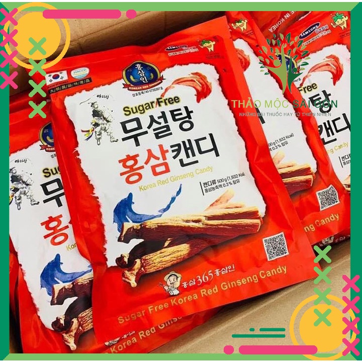 { Nhập khẩu chính hãng } Kẹo hồng sâm không đường 365 Hàn Quốc túi 500gr
