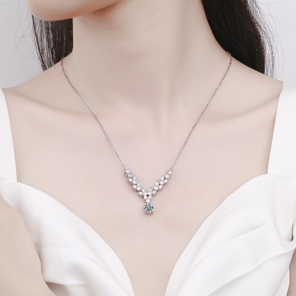 Vòng cổ Bạc S925 Mặt Hình Trái Tim Đính Đá Sang Trọng