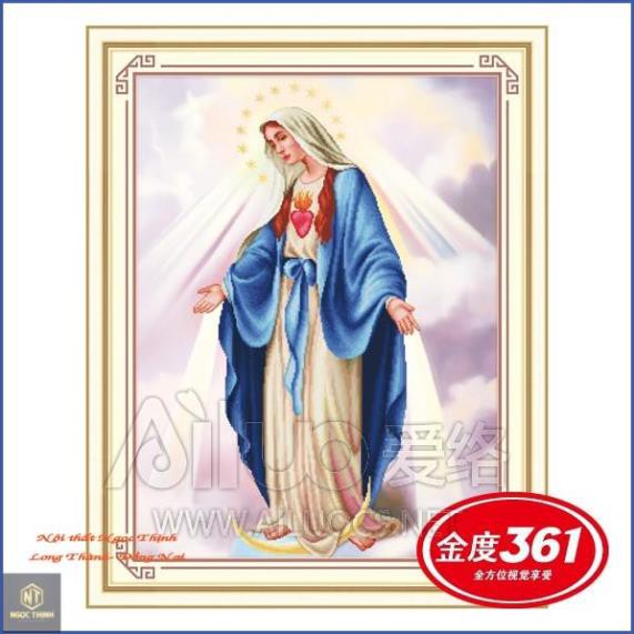 FreeShip Tranh thêu chữ thập tôn giáo Chúa ban ơn 30285 size 60x80cm Xưởng tranh sỉ Tới Đỗ