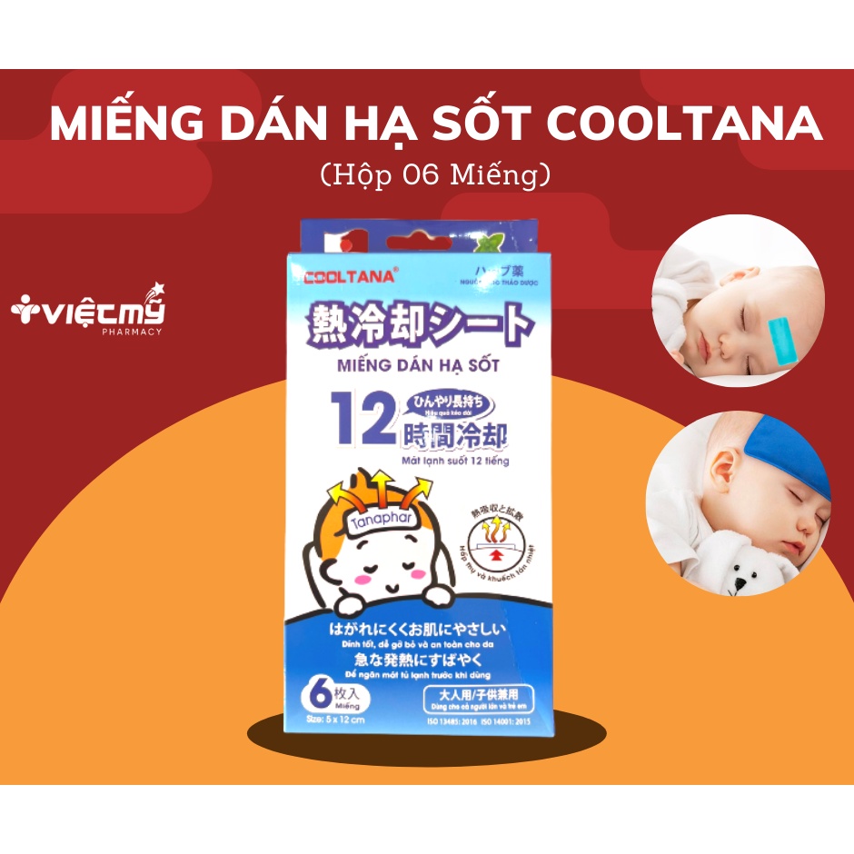 [CHÍNH HÃNG] Miếng dán hạ sốt COOLTANA (Hộp 06 miếng, 02 miếng/túi)
