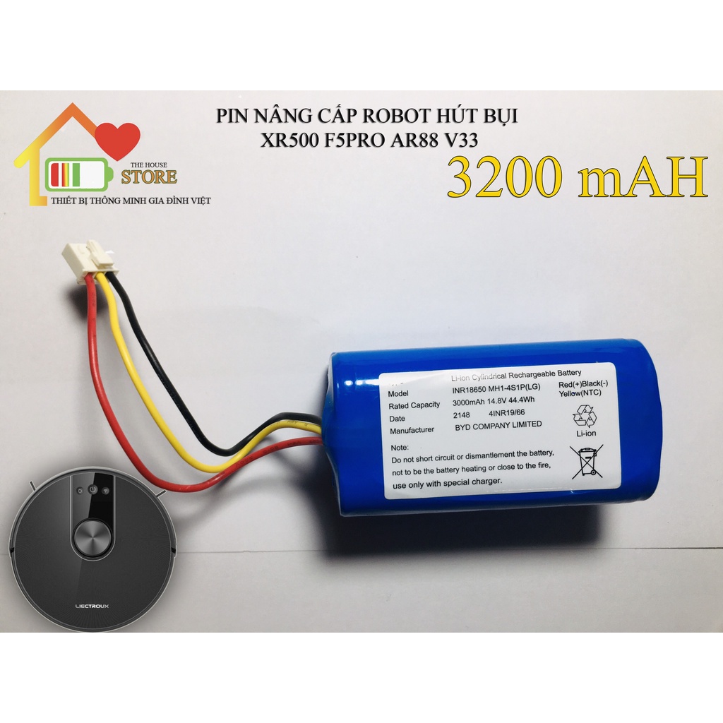 (CHÍNH HÃNG BẢO HÀNH 9 THÁNG ) PIN NÂNG CẤP ROBOT HÚT BỤI LIECTROUX XR500 F5PRO ACHER AR88 V-ROBO 33  ( 3200 mAH)