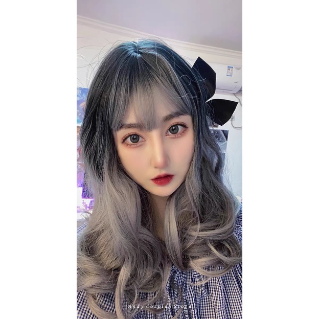 [CÓ SẴN] Tóc giả/ Wig teen đen xám Saori Alice Garden