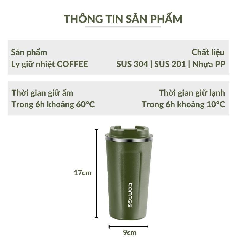 Bình Giữ Nhiệt Coffee Nắp Chống Đổ 510ML, Ly Giữ Nhiệt GOSO Bằng Inox Không Gỉ Cao Cấp