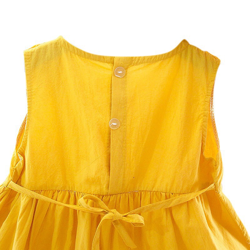 Đầm không tay vải cotton cho bé gái 0-3 tháng tuổi