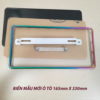 Khung biển số ô tô mẫu mới có khung viền trơn inox trắng , chống gỉ (165x330 mm)