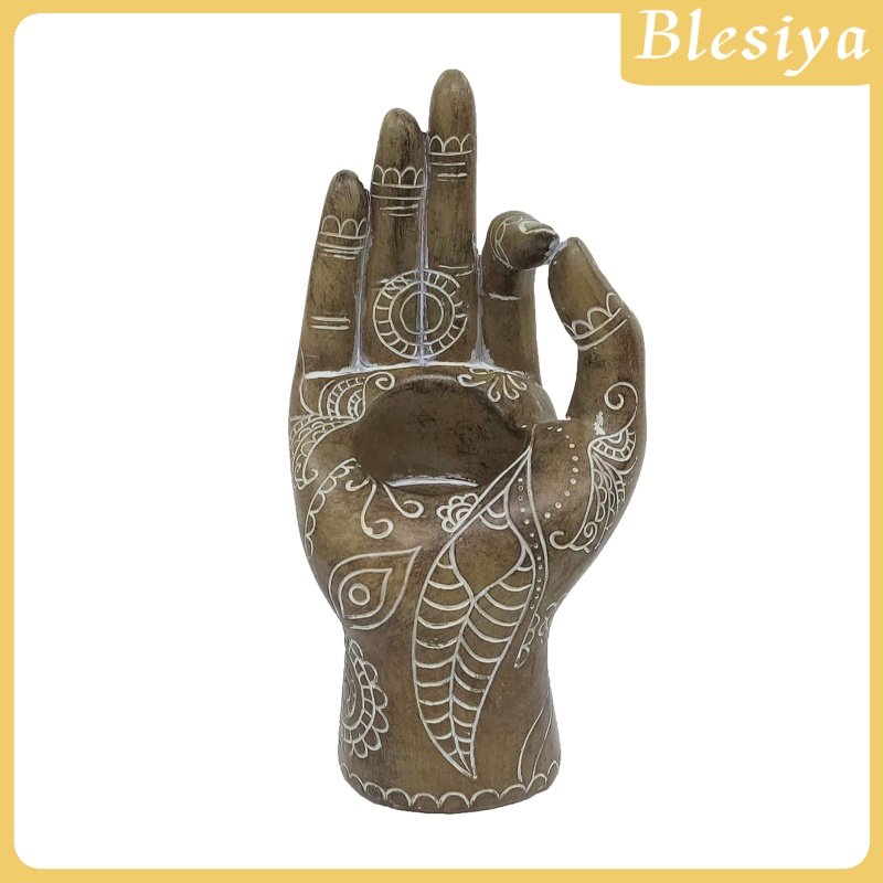 [BLESIYA] Buddha Yoga Candle Holder Mudra Hand Tabletop Tealight Decor Statues Home Office Yoga Studio Collectible Figurines Candlestick for Relieve Pressure