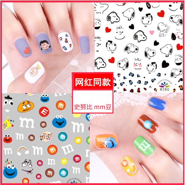 Miếng dán họa tiết hoạt hình dễ thương dùng trang trí móng nghệ thuật