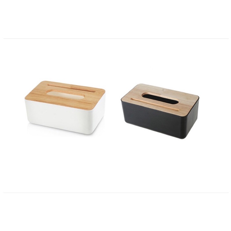 Hộp đựng khăn giấy nắp gỗ sang trọng