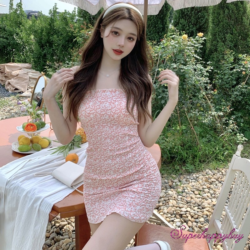 Đầm Chiffon Sát Nách Hở Vai In Họa Tiết Cho Nữ