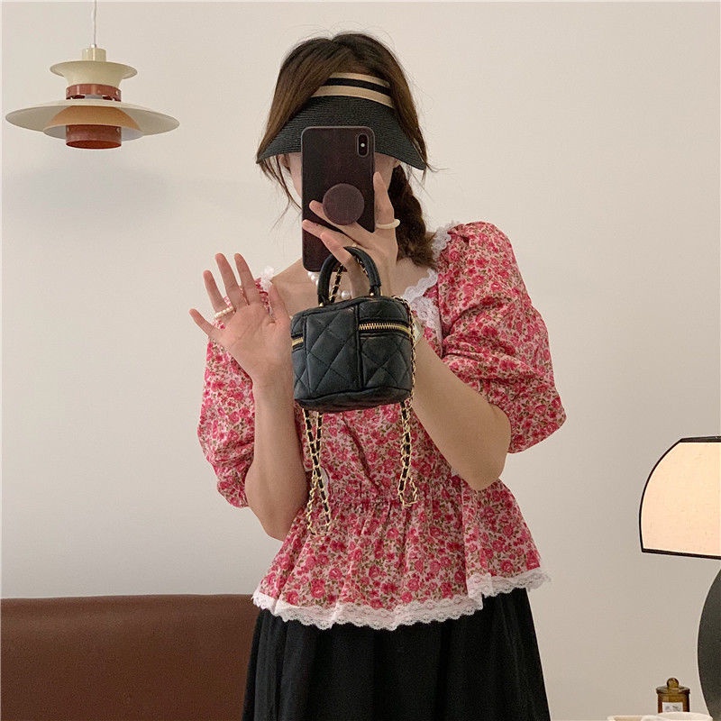 Áo Sơ Mi Nữ Viền Ren Hoa Phong Cách retro Hàn Quốc