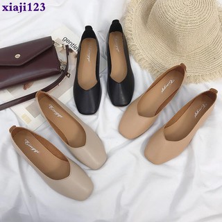 Giày Da Cao Gót Mũi Vuông Phong Cách Retro Cho Học Sinh