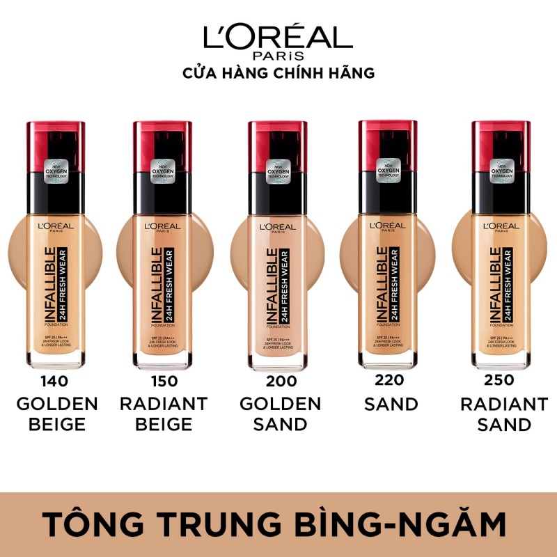 Kem nền mịn nhẹ lâu trôi L'Oreal Paris Infallible 24h Fresh Wear Liquid Foundation 30ml