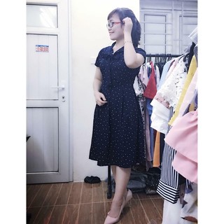Đầm xòe cổ nơ chấm bi CC27 cao cấp