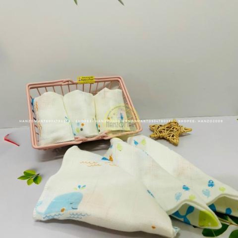 Khăn sữa cho bé, khăn xô sữa Eden cao cấp Golden Baby mềm mại không xù lông cho bé ( hộp 8 cái) sợi Muslin 26x28