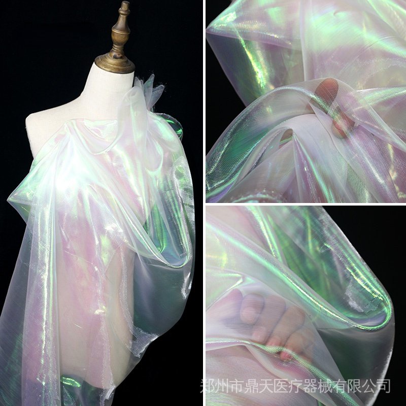 150cm * 100cm nhà thiết kế vải huỳnh quang đầy màu sắc vải gạc sáng bóng sân khấu trang trí đám cưới voile vải ba chiều trong suốt