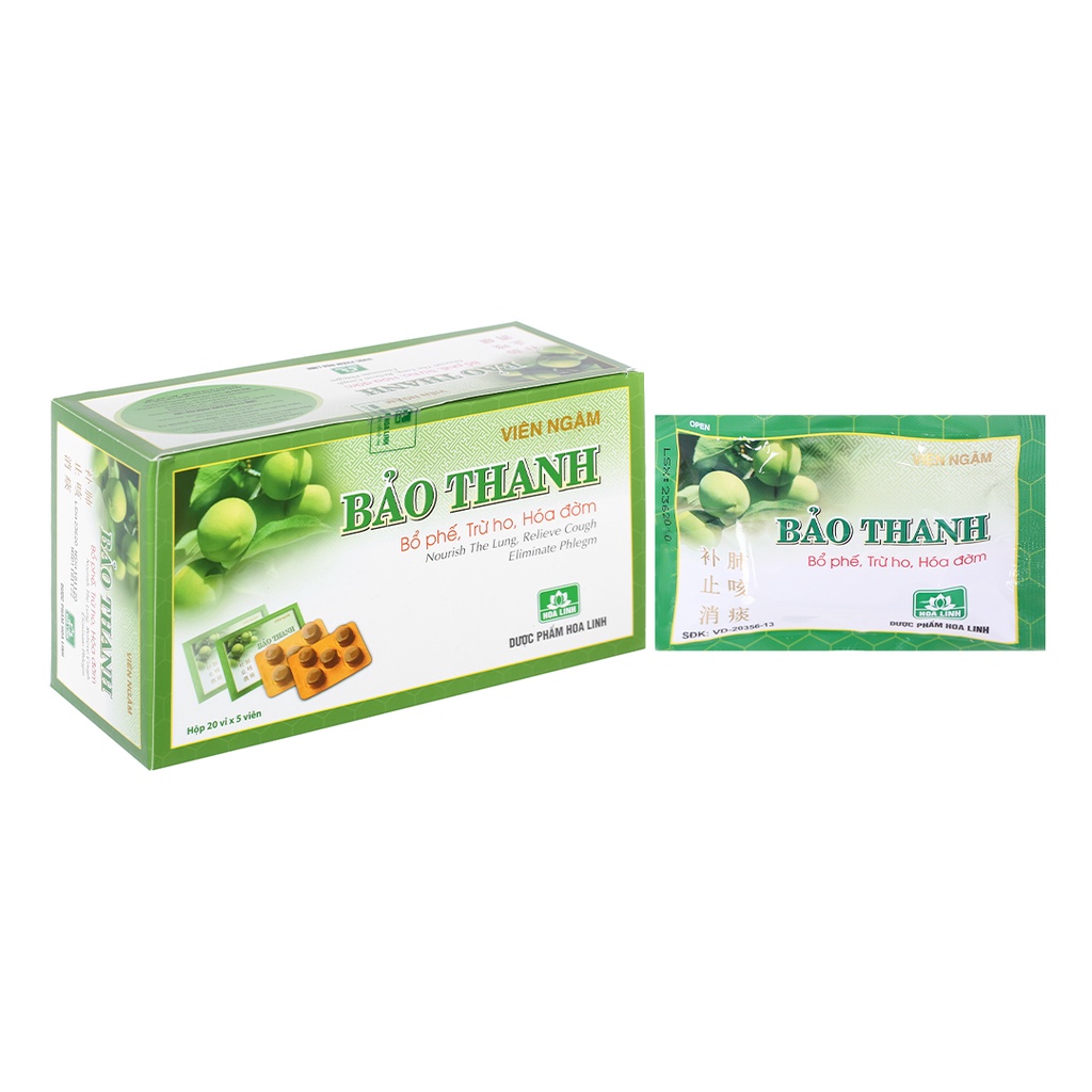Viên ngậm Bảo Thanh có đường - vỉ 5 viên, hỗ trợ trừ ho, tiêu đờm