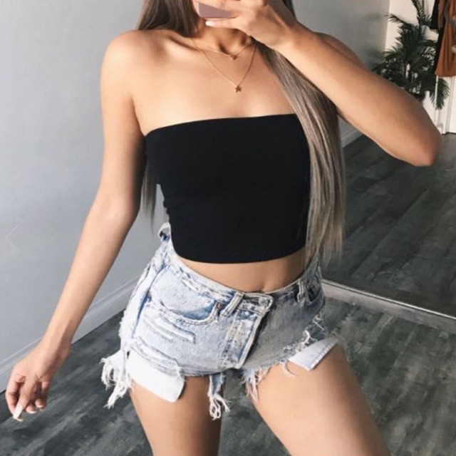 [Mã FAMAYWA giảm 10K đơn 50K] Áo Ống Trơn - Black &amp; White Basic Tube Top