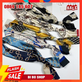 Khăn lụa phong cách thanh lịch quàng cổ buộc tóc quấn túi xách cho nữ size 145x15cm
