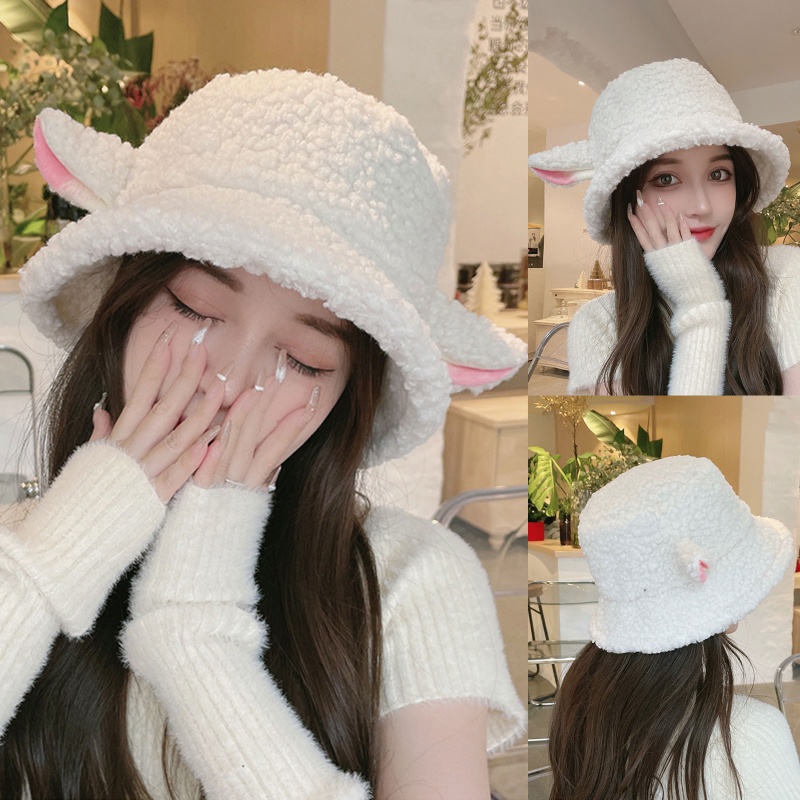 Mũ bucket màu trơn màu trơn giúp giữ ấm trong mùa thu đông