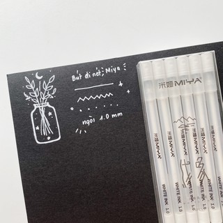Bút gel mực trắng Miya ngòi 1.0mm dùng để vẽ, đổ bóng, đi nét