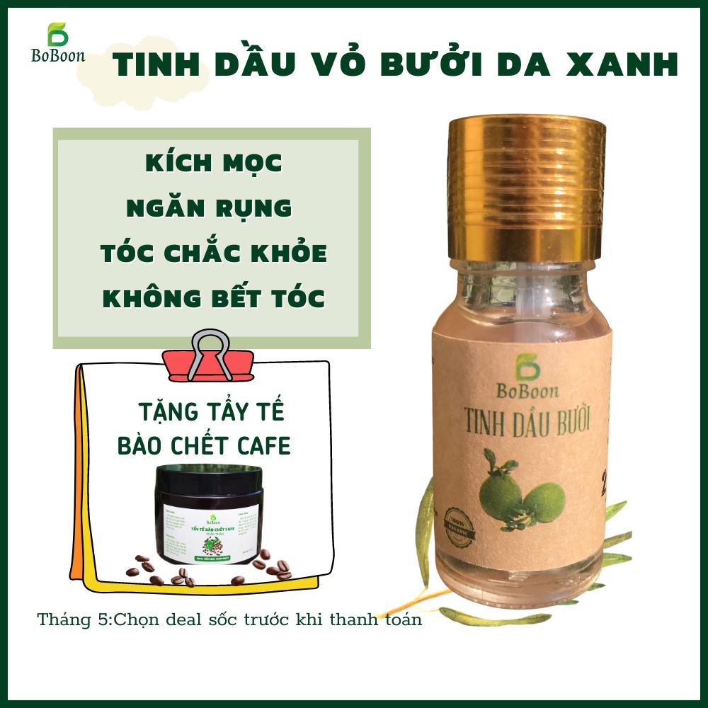 Tinh dầu vỏ bưởi da xanh Boboon, đậm đặc, nguyên chất, kích mọc tóc con, làm dày