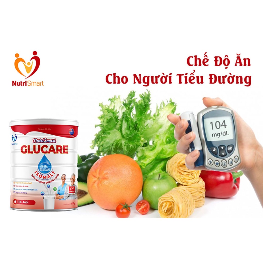 Sữa NUTRI SMART GLUCARE ổn định đường huyết hộp 900g cho người trên 18 tuổi - Sữa ngăn ngừa biến chứng tiểu đường